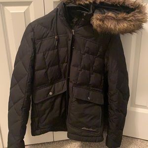 NWOT EDDIE BAURER PUFF COAT WITH FUR HOOD